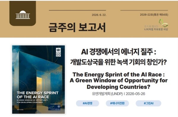 “AI 경쟁의 승패는 전력에 달렸다”… 국회도서관, 개발도상국...녹색 도약 기회 잡을까